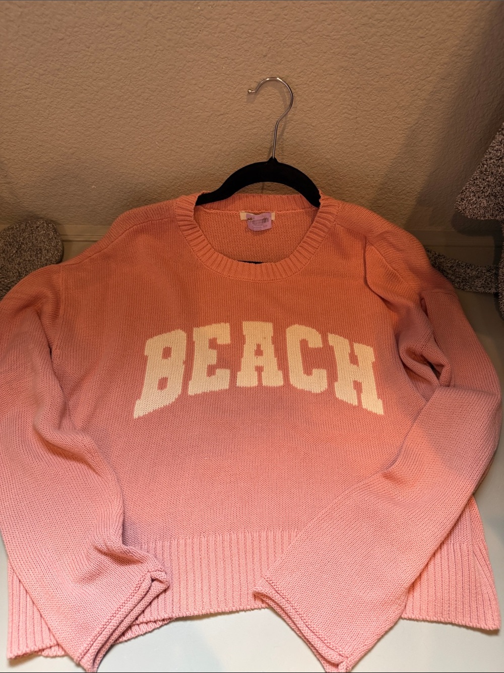 Z Supply Pink 'BEACH' Crewneck Sweater